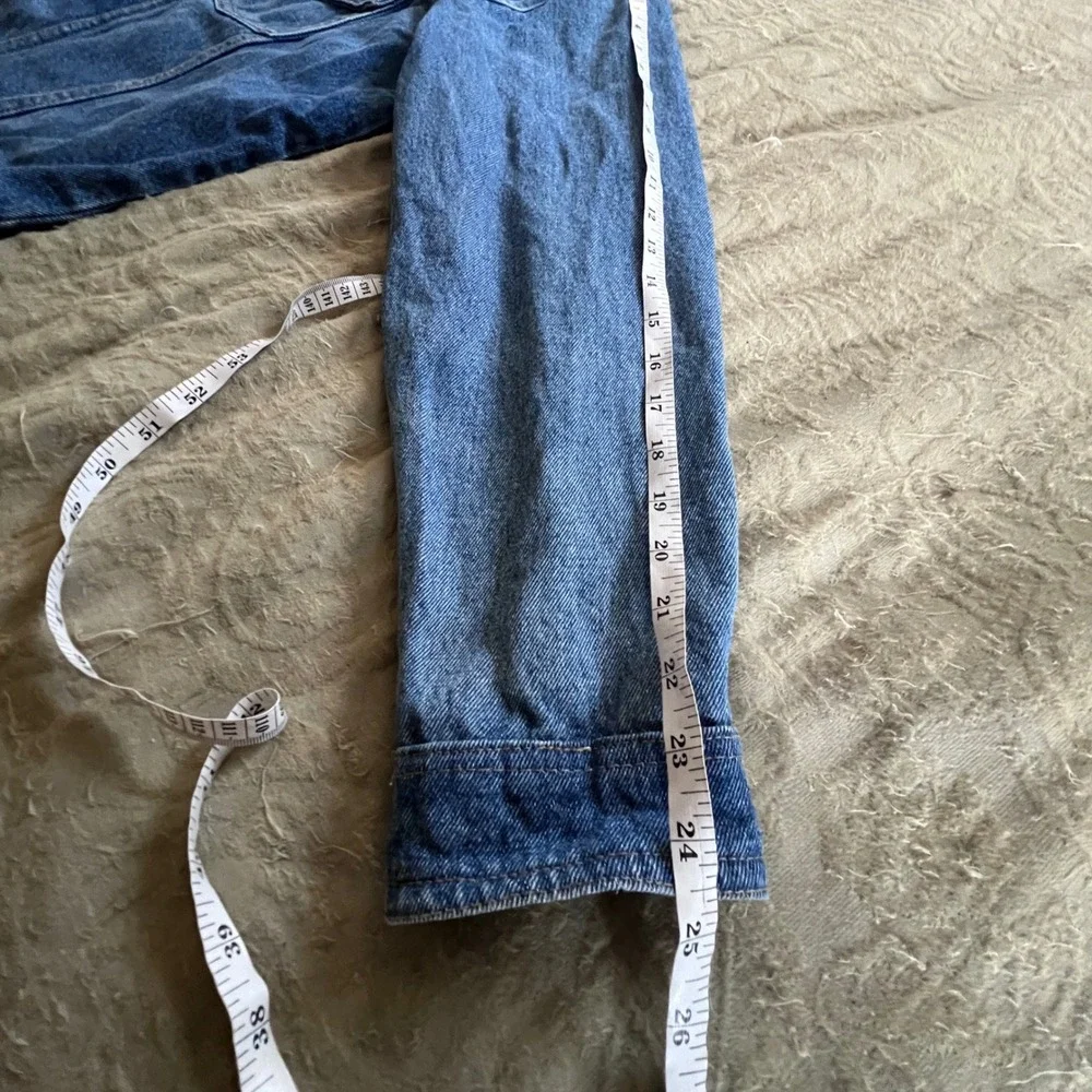 Women's Blue Denim Trucker Button Down Outdoor Jacket Size 2XL Animal Print